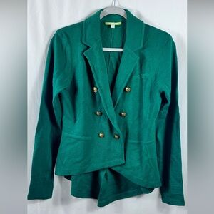 Gianni Bini Emerald Green Wool Blend Double Breasted Military Blazer Jacket M